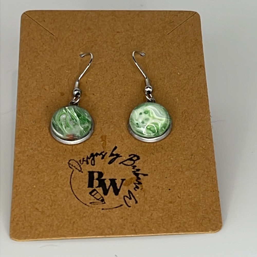 Handmade dangle earrings - hypoallergenic stainless steel setting. One of a kind - Picture 3 of 6